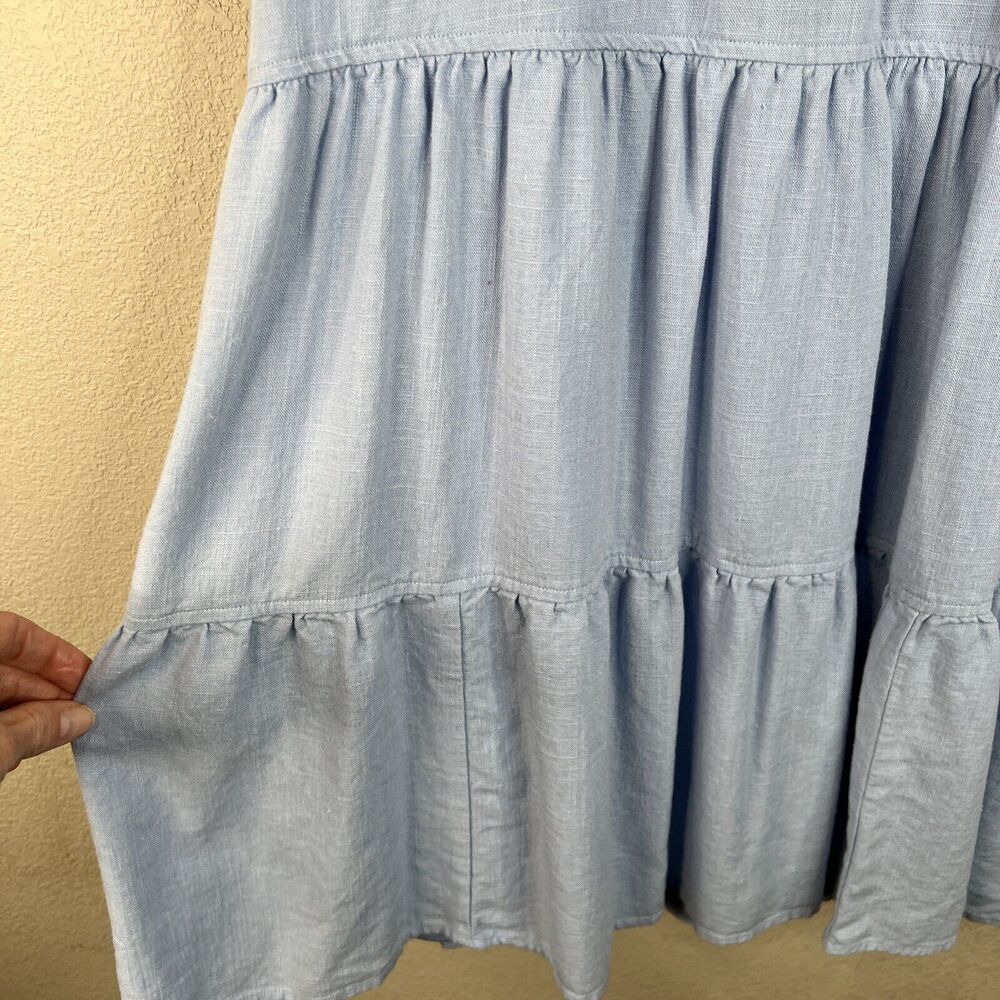 New In Women’s Light Blue Mini Tiered Ruffle Classic Coastal Small Sleeveless - Picture 5 of 16